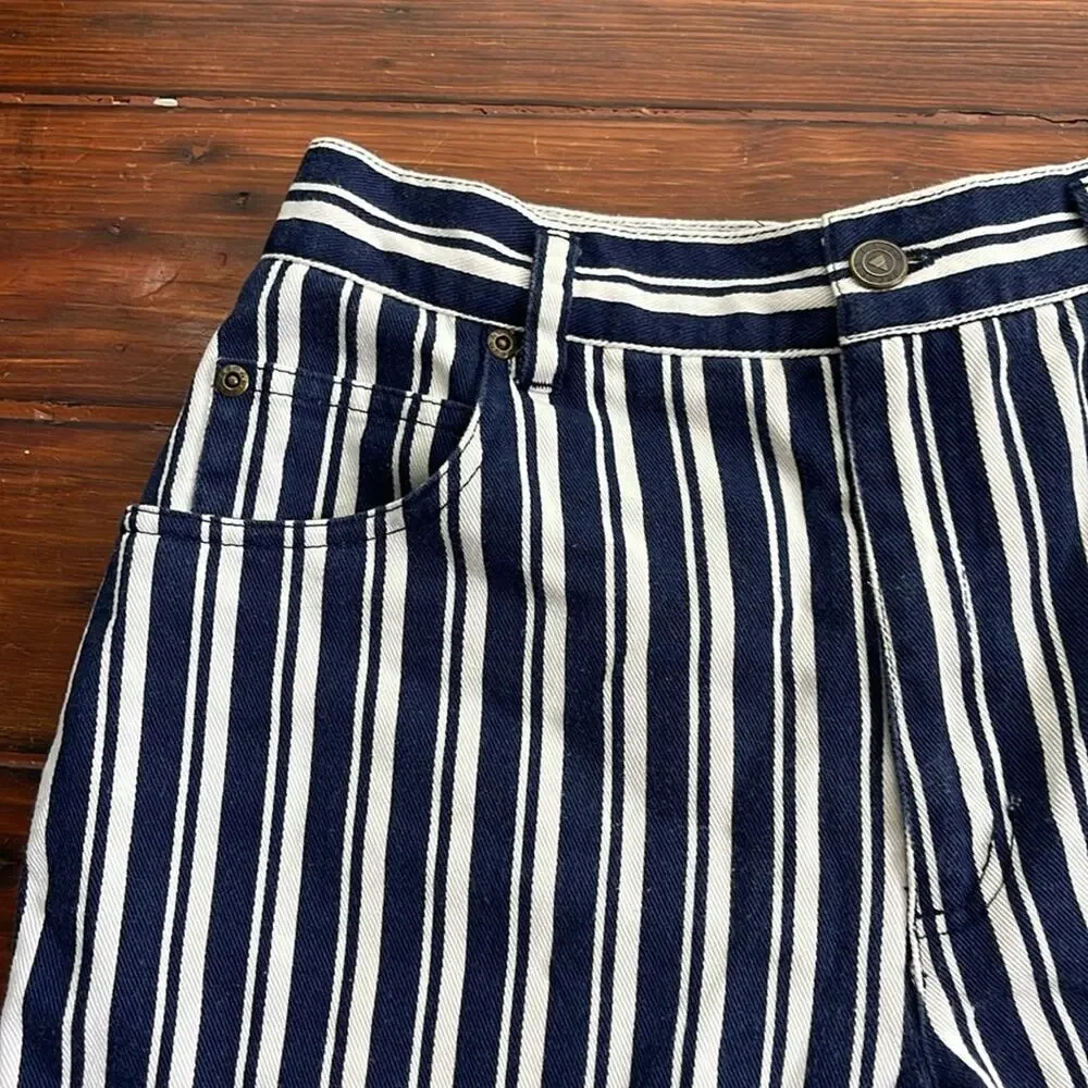 Vintage Liz Wear striped long inseam hi rise denim jean Joey shorts sz 12